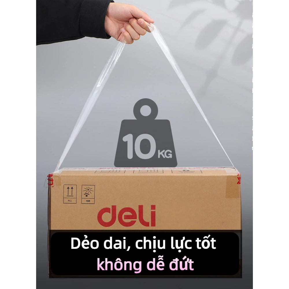 Băng Keo Trong Đóng Hàng Deli 60mm x 100y x 50µm Trong Suốt  Chống Thấm / Lõi Siêu Mỏng / Siêu Dính