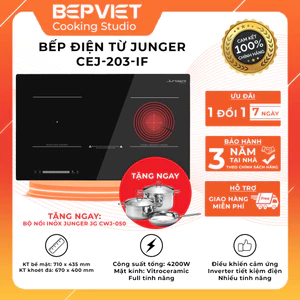Bếp điện từ Junger CEJ-203-IF chính hãng tiết kiệm điện, nấu được tất các các loại nồi tặng ngay bộ nồi Junger CWJ-070