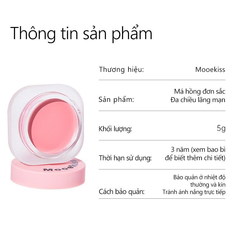 Má hồng kem MOOEKISS mịn lỳ lâu trôi mỏng nhẹ tự nhiên | NHÍM HOUSE
