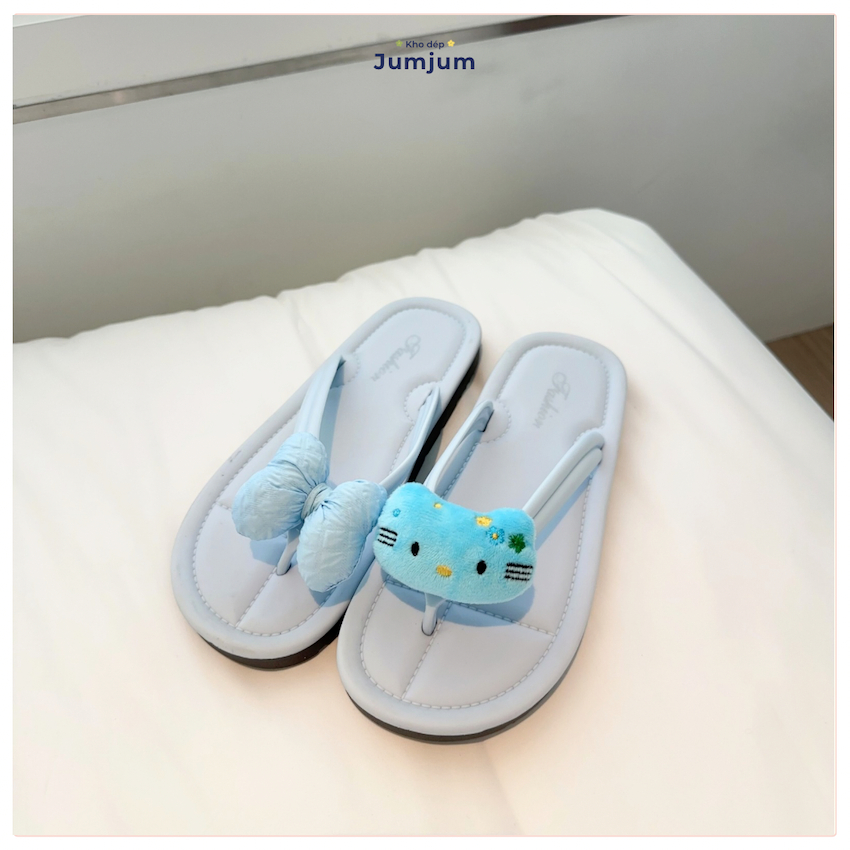 Dép xỏ ngón nữ KITTY 3D NỔI dễ thương HOTTREND đế cao su mềm êm chân dày 1.5 cm kháng nước chống trượt JJKEP16