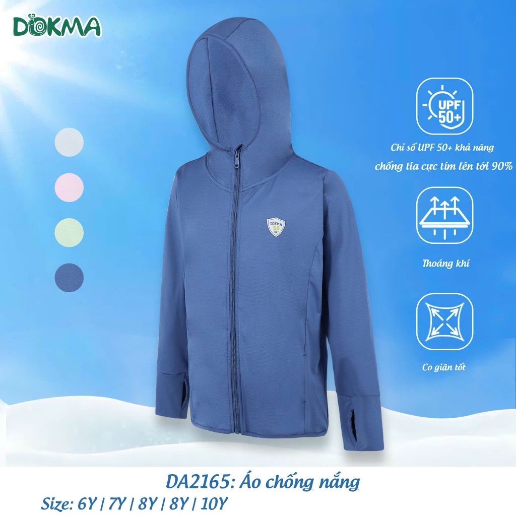 (17-32kg, 6-10Y) Áo Khoác Chống Nắng Dokma Chống Tia UV Co Giãn Thoải Mái Cho Bé DA2165 DA2724 DA1493