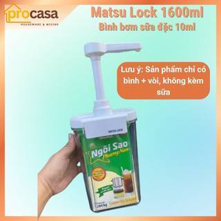 Bình bơm sữa đặc Matsu Lock 1600ml – Vòi bơm 10ml – Đựng vừa hộp sữa đặc Ngôi Sao Phương Nam 1284g