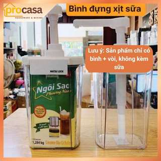 Bình bơm sữa đặc Matsu Lock 1600ml – Vòi bơm 10ml – Đựng vừa hộp sữa đặc Ngôi Sao Phương Nam 1284g