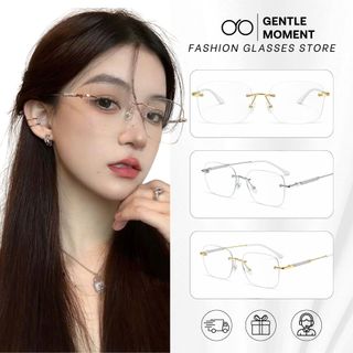 Kính không viền GENTLE MOMENT thời trang nam nữ gọng kim loại đổi màu chống ánh sáng xanh chống tia UV GMX225