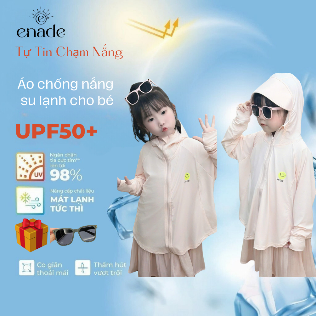 (Tặng Kính) Áo Chống Nắng Su Lạnh Cho Bé UPF50+ ,Phù hợp Cho Cả Bé Trai và Bé Gái