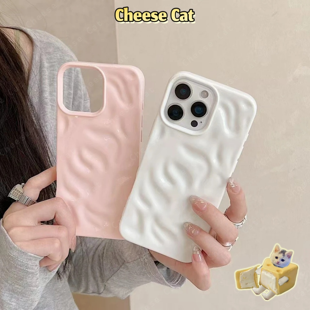Sóng Nước 3D Ốp điện thoại màu hồng kem mát lạnh mùa hè cho iPhone 13 14 15 16 17 12 11 Pro Max 7 Plus Xs Max Vỏ bóng