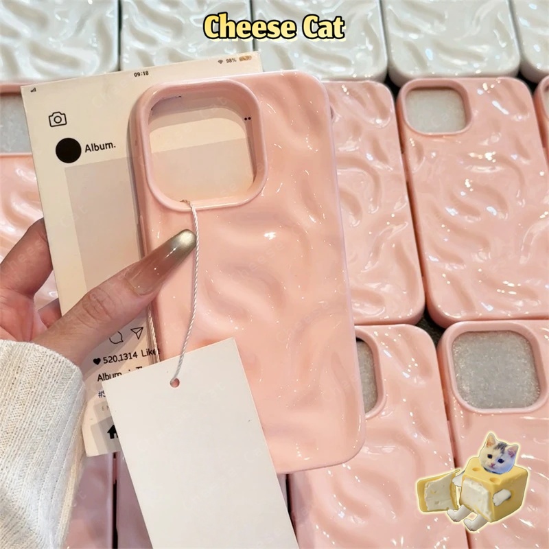 Sóng Nước 3D Ốp điện thoại màu hồng kem mát lạnh mùa hè cho iPhone 13 14 15 16 17 12 11 Pro Max 7 Plus Xs Max Vỏ bóng
