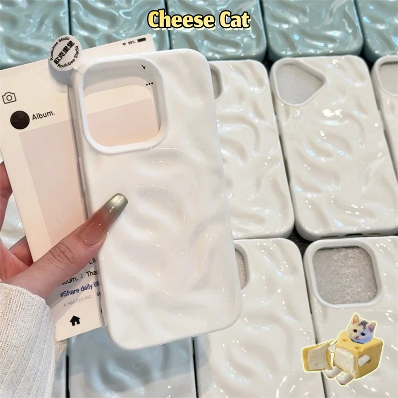 Sóng Nước 3D Ốp điện thoại màu hồng kem mát lạnh mùa hè cho iPhone 13 14 15 16 17 12 11 Pro Max 7 Plus Xs Max Vỏ bóng