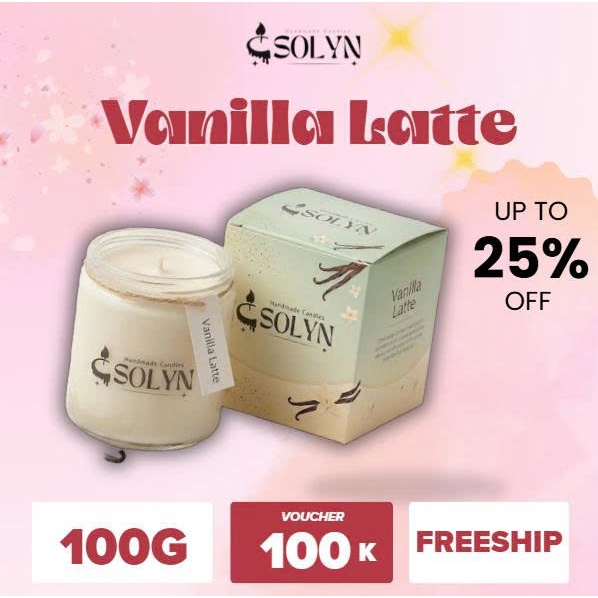 Product image Nến Thơm Vanilla Latte – Nến Hũ Thủy Tinh (Hương Sữa Dừa) – SOLYN