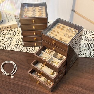 Hộp Đựng Trang Sức 5 Tầng Gỗ Óc Chó Lót Nhung Sang Trọng, Bảo Quản Trang Sức Chống Trầy Xước Oxy Hóa, Khay Đựng Phụ Kiện