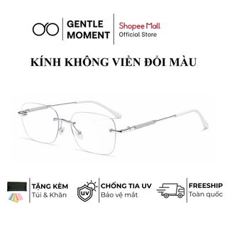 Kính không viền đổi màu GENTLE MOMENT gọng kim loại chống ánh sáng xanh chống tia UV thời trang nam nữ GMX225