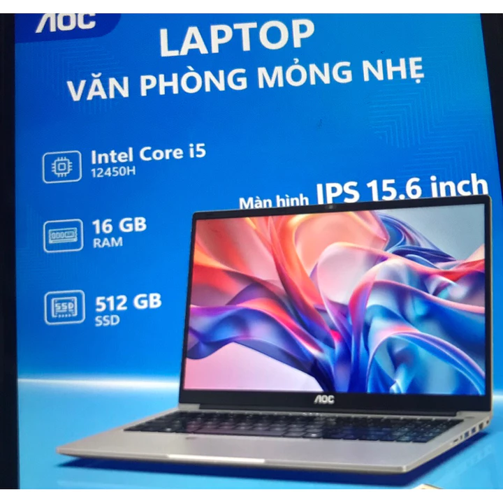 Laptop cũ AOC I5/12450H/ Ram 16GB/SSD 512GB