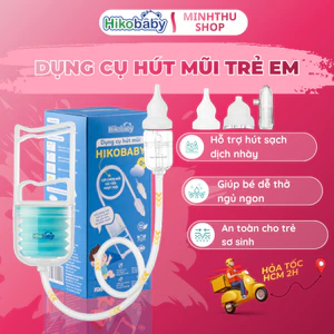 Dụng cụ hút mũi cho bé sơ sinh và trẻ nhỏ Hikobaby kéo tay với 2 đầu hút silicon mềm mại
