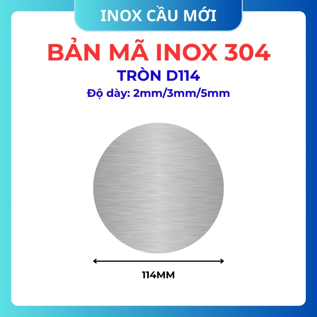 Bản mã tròn mặt bích inox 304, đường kính 114mm, độ dày 2ly, 3ly, 4ly, 5ly, cắt laser chuẩn 100%