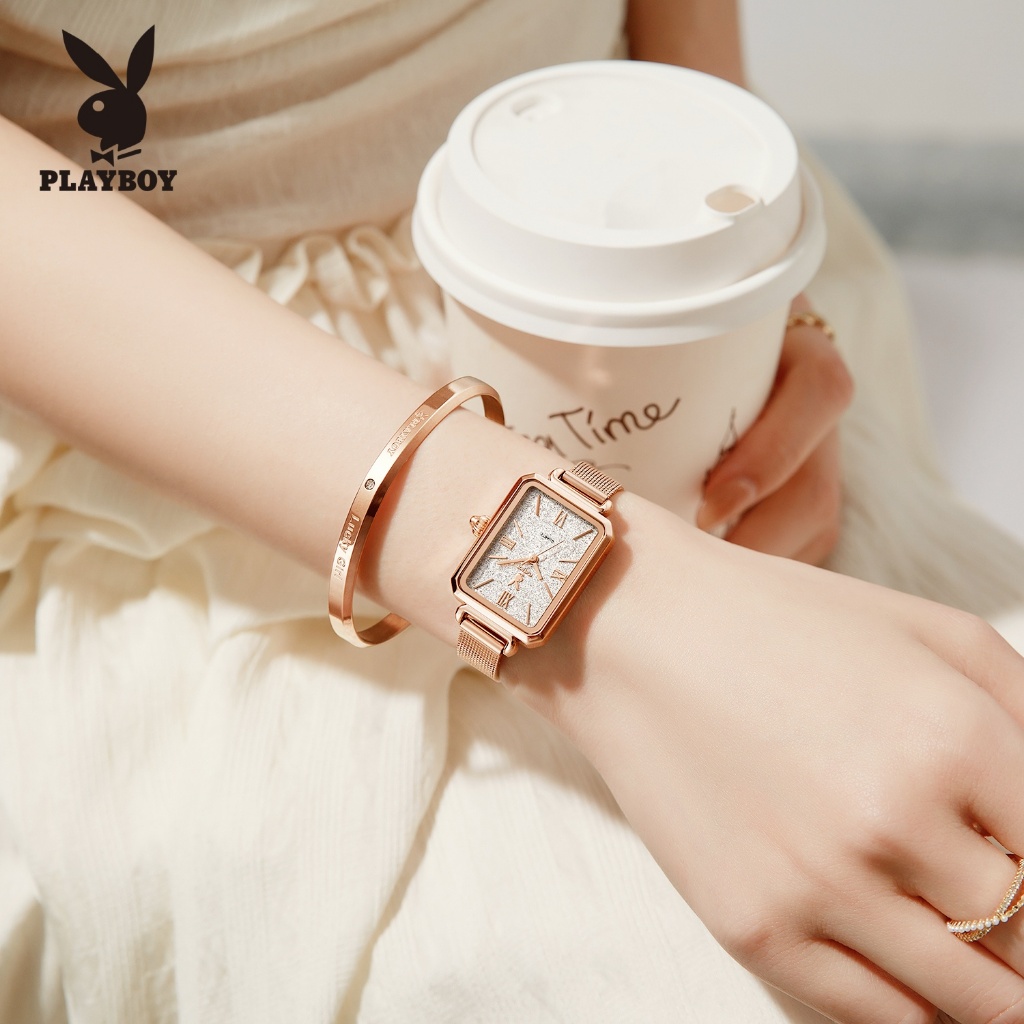 PLAYBOY Bộ Đồng Hồ nữ Tuyệt vời Chính hãng dây đeo bằng thép không đồng hồ tinh xảo chống thấm 3100