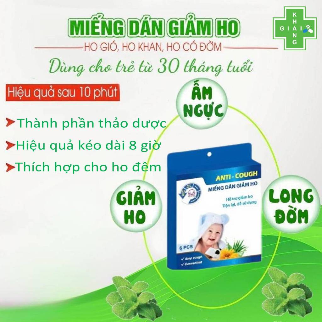 Đêm ngon giấc khi bé hết ho cùng miếng dán thảo dược Anti-Cough (Hộp 6 gói)