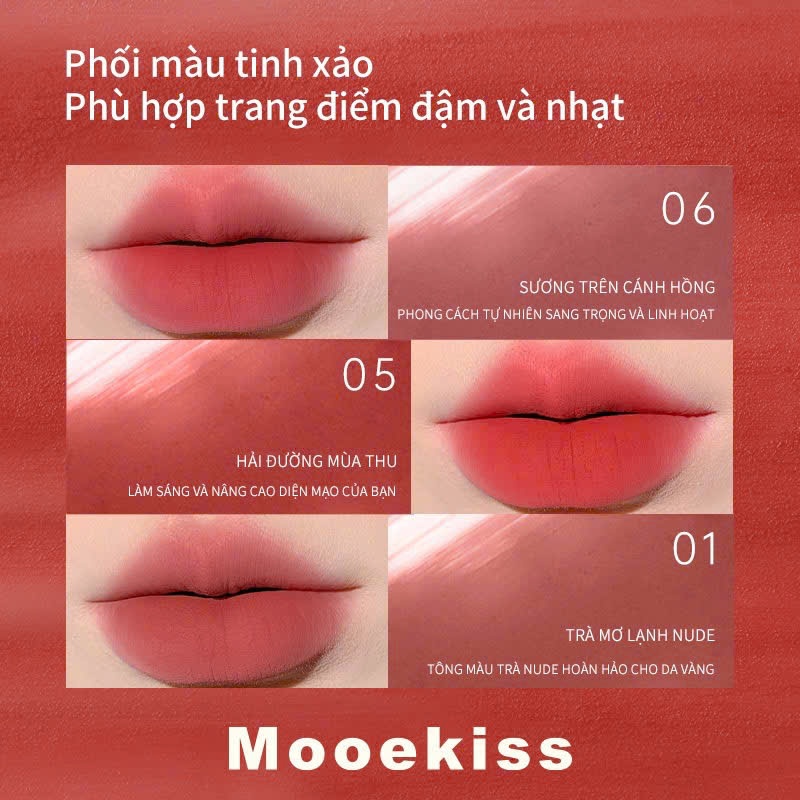 Son MOOEKISS Soft Matte Lip Cream (Nắp Đỏ) nhung mịn lỳ 3g | NHÍM HOUSE