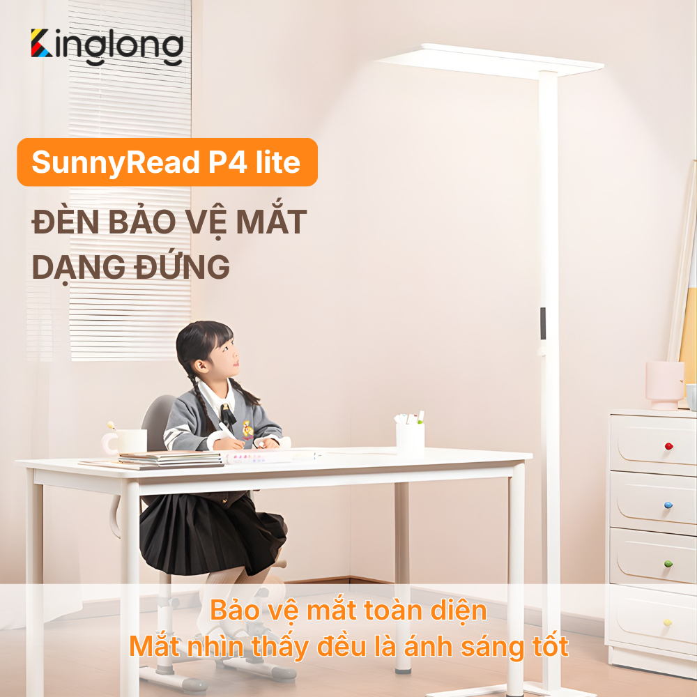Đèn Học  Bảo Vệ Mắt SunnyRead P4Lite KingLong Chống Cận, 2 Vùng Ánh Sáng, Toàn Quang Phổ, Điều Khiển Thông Minh