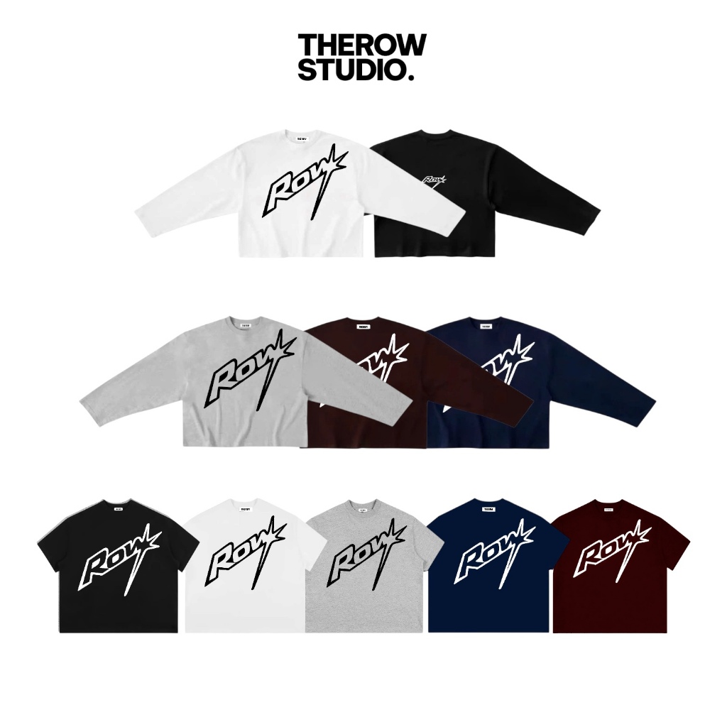 ROW002 THEROW Áo Thun Tay Dài - Tay Ngắn Long Sleeve Boxy 250gsm Form Rộng Cổ Tròn " LOGO FLASH " Unisex Nam Nữ Basic Hè | BigBuy360 - bigbuy360.vn
