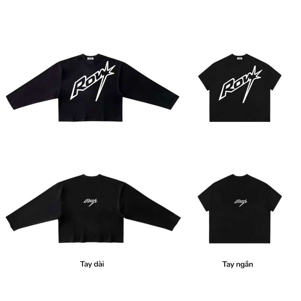 ROW002 THEROW Áo Thun Tay Dài - Tay Ngắn Long Sleeve Boxy 250gsm Form Rộng Cổ Tròn " LOGO FLASH " Unisex Nam Nữ Basic Hè | BigBuy360 - bigbuy360.vn