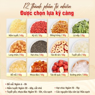 Combo 12 vị nấu chè dưỡng nhan 750g, set mix dưỡng nhan, giải nhiệt, đẹp da, tốt cho sức khỏe
