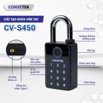 Ổ Khóa Vân Tay CONVETEK CV-S450 Màn Hình Cảm Ứng | 5 Cách Mở | Chống Nước | Hợp Kim Kẽm Cao Cấp — ảnh 4