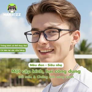 MAKRIZZ Kính đổi màu thời trang, chống ánh sáng xanh và tia UV, gọng vuông siêu nhẹ, phù hợp cho cả nam và nữ