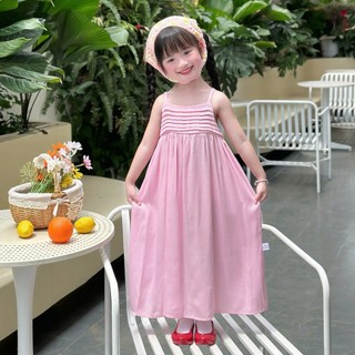 [9-26kg] [1-7 tuổi] Váy 2 Dây Maxi Dáng Dài Đi Biển Cho Bé Gái (Đến Mắt Cá Chân)- Chất Jean lụa siêu mát