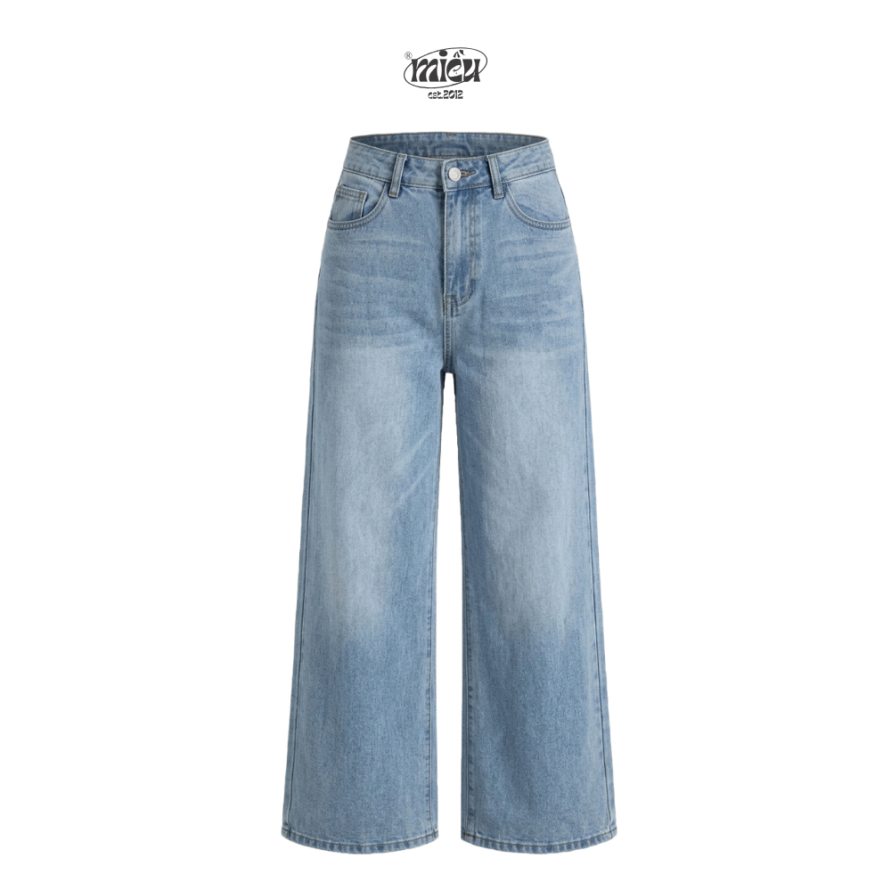 Quần jeans nữ ống rộng Wine Miều Est.2013 quần jeans xanh form suông basic phong cách