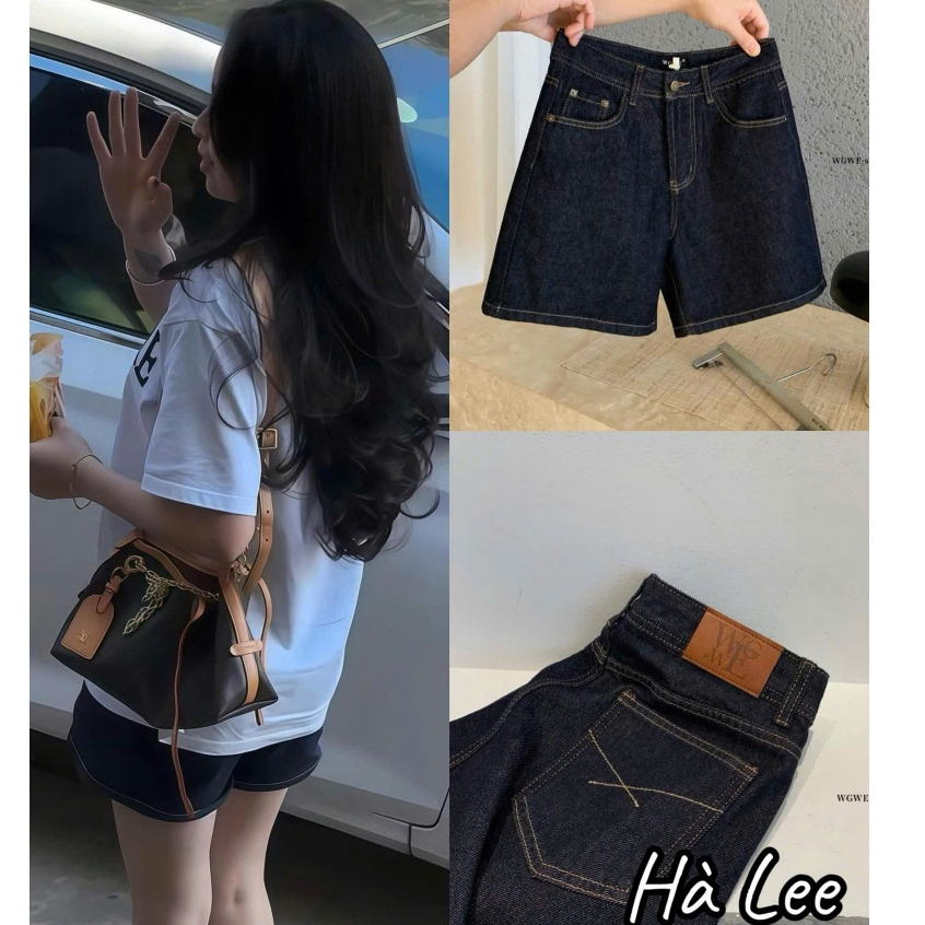 Quần short jeans mềm nữ to gấu lưng cao basic Joolate - quần sooc jean nữ cạp cao