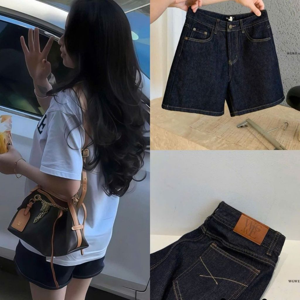 Quần short jeans mềm nữ to gấu lưng cao basic Joolate - quần sooc jean nữ cạp cao