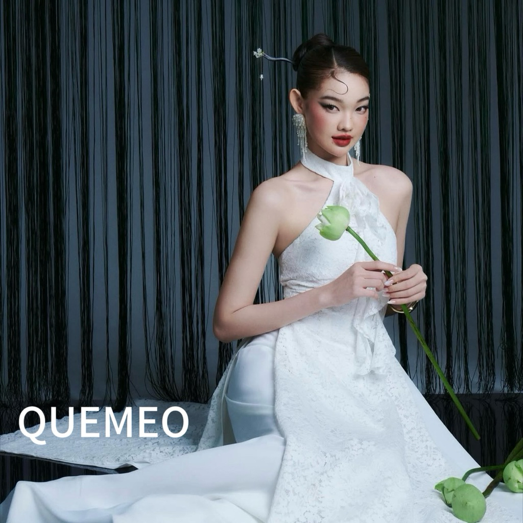 Bông Tai Hoa Cườm Dáng Dài Tua Rua Glamour QUEMEO hạt đá pha Lê cao cấp bông tai tiệc sang trọng