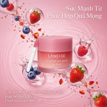 Mặt nạ ngủ môi berry Laneige 20g, phục hồi môi khô nứt bong tróc, làm sáng môi, mờ rãnh môi #LZ08