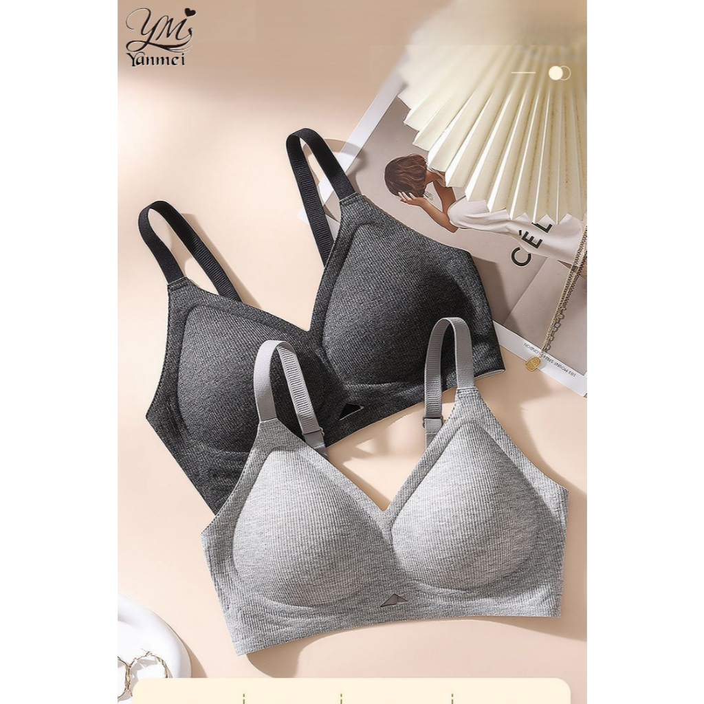 [5192 YANMEI] Áo bra ko gọng su gân, áo lót su gân học sinh ko gọng nâng ngực nhẹ, mút 0.5cm cài sau cúp cố định