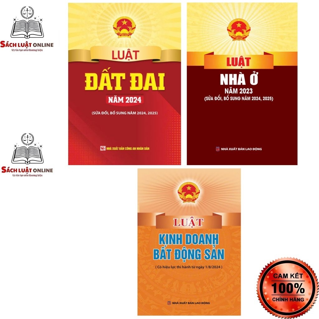 Sách - Combo 3 cuốn Luật đất đai + Luật nhà ở + Luật kinh doanh bất động sản (LĐ)
