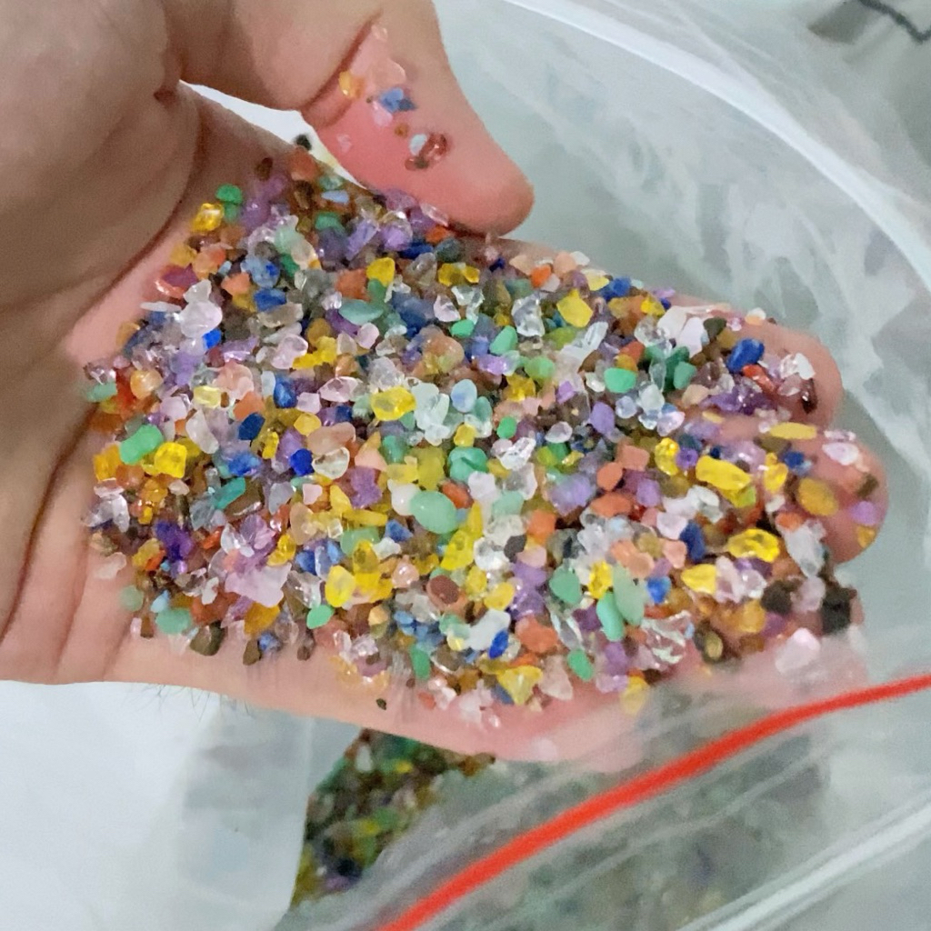 Vụn đá Tourmaline tự nhiên, Cám Nhuyễn Thạch Anh Đa Sắc - Đá Ngũ Sắc, Cát Thạch Anh Nhiều Màu Đẹp