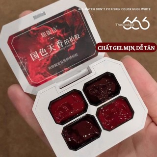 Set Gel Dặm Ombre Đỏ 4 Ô Tôn Da – Gel Tán Loang Đỏ Cherry, Đỏ Trầm Sang Trọng Nail Đẹp Chuẩn Salon UV LED Thegioinail666