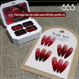 Set Gel Dặm Ombre Đỏ 4 Ô Tôn Da – Gel Tán Loang Đỏ Cherry, Đỏ Trầm Sang Trọng Nail Đẹp Chuẩn Salon UV LED Thegioinail666