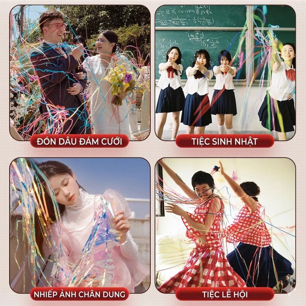 Đồ Chơi Ném Ruy Băng Giấy, Túi Giấy Ném Vui Chơi Ngày Tết, Tiệc Tùng