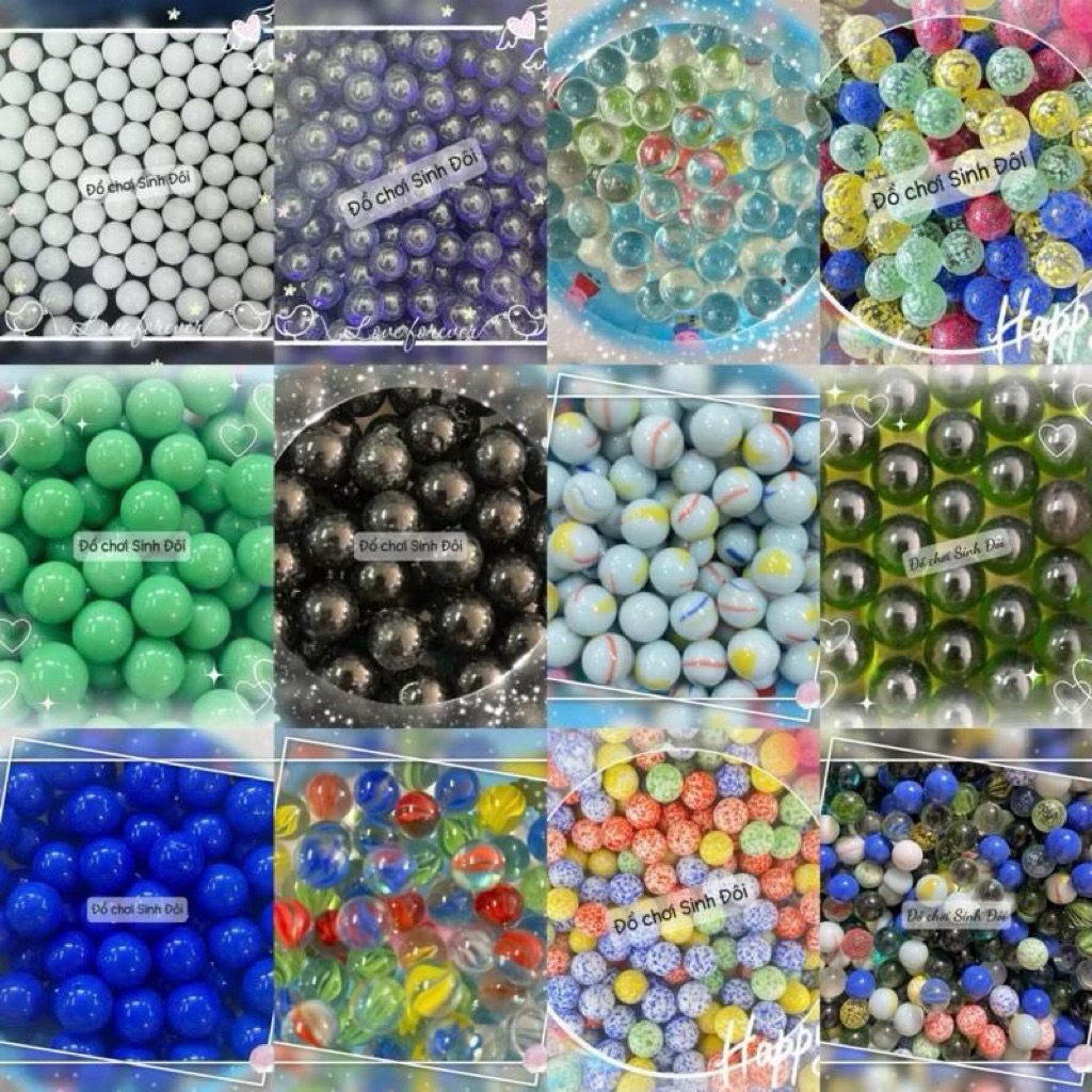 30 viên bi thuỷ tinh 16mm các mẫu - bi ve truyền thống