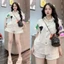 Set bộ jean, đồ bộ nữ chất Jean cá tính áo cài nút cổ bẻ cộc tay form rộng thêu 4 chữ kèm quần short
