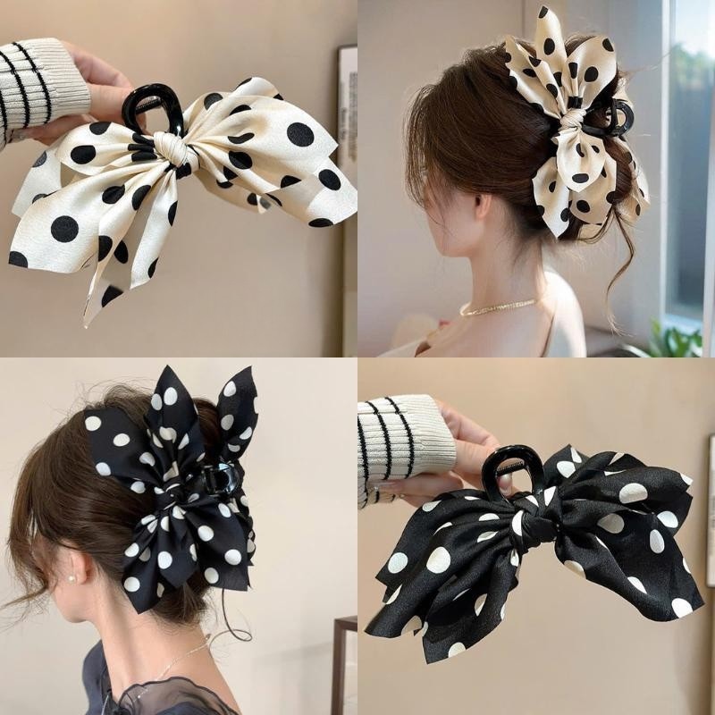 LEZA - Kẹp tóc Nơ Vải in họa tiết nơ size lớn cho nữ. Phụ kiện thời trang thu đông phong cách