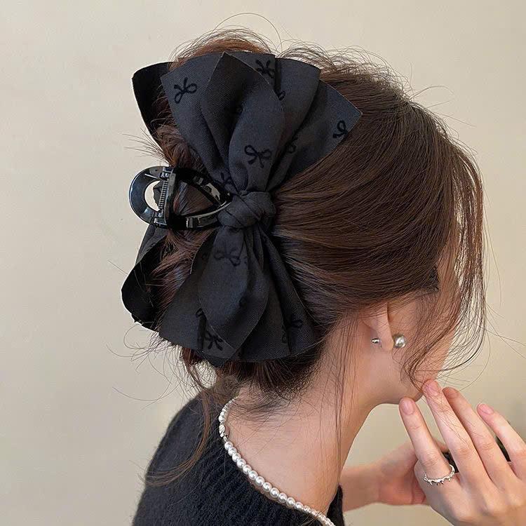 LEZA - Kẹp tóc Nơ Vải in họa tiết nơ size lớn cho nữ. Phụ kiện thời trang thu đông phong cách