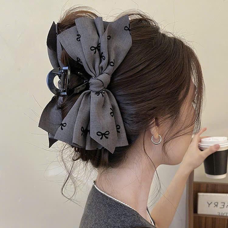 LEZA - Kẹp tóc Nơ Vải in họa tiết nơ size lớn cho nữ. Phụ kiện thời trang thu đông phong cách
