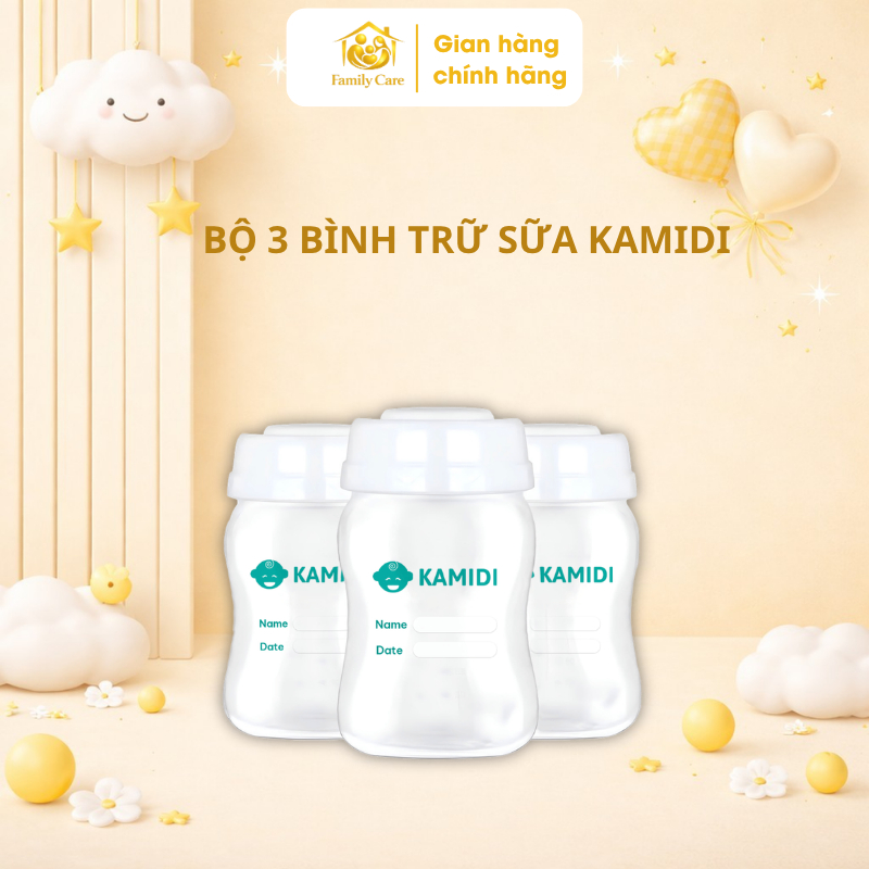 Bộ 3 bình trữ sữa Kamidi  nhựa PP cap cấp an toàn tiện lợi 150ml – FamilyCare Store