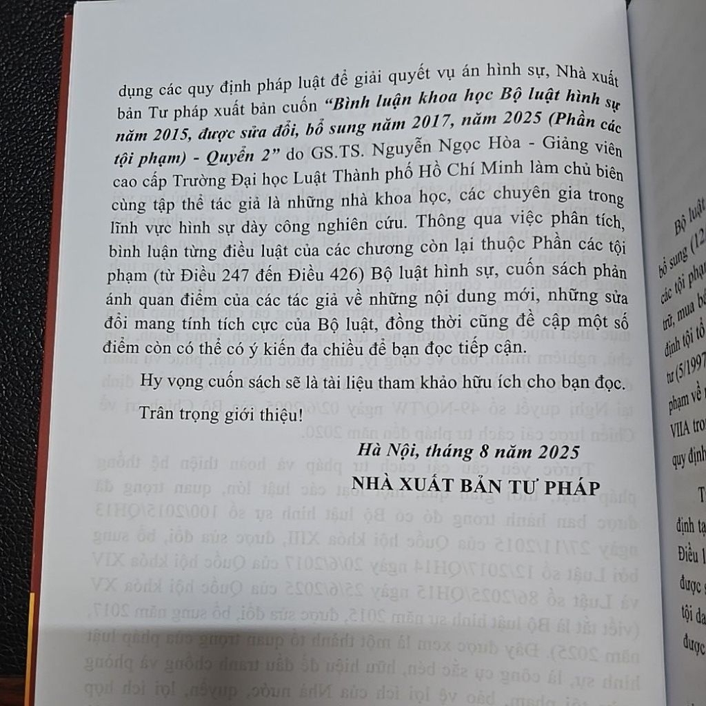 Sách - Bình luận khoa học Bộ luật hình sự (SĐ 2025 - Phần các tội phạm) - Quyển 2