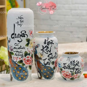 Bình Hoa Gốm Sứ Bát Tràng Nhiều Mẫu Khắc Chữ Phong Thủy GomDecorTSC