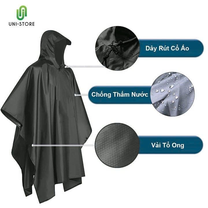Áo Mưa Bít Vải Dù VIỆT ĐỨC 1 Người - Áo Mưa Vải Dù Cao Cấp Nam Nữ Thiết Kế Kín Nhanh Khô Không Mùi