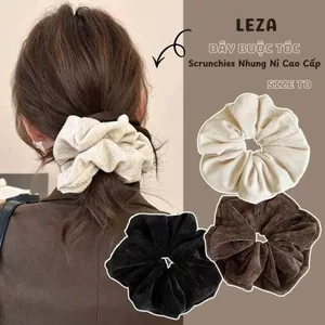 LEZA - Dây Buộc Tóc Scrunchies Nhung Nỉ Cao Cấp 14cm Mềm Mại Thoải Mái. Phong Cách Trẻ Trung Dễ Thương