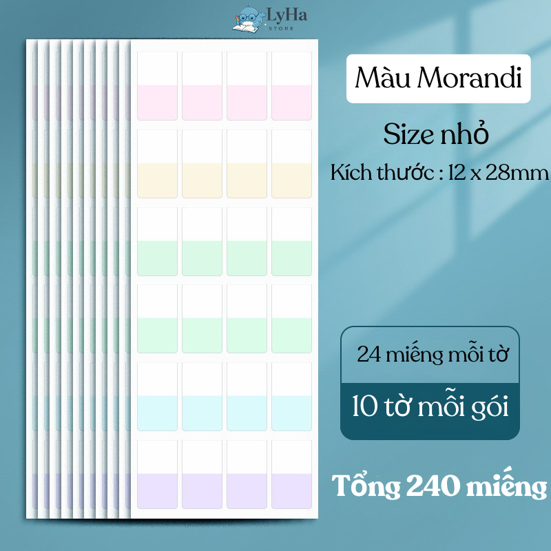 (10 bộ)Tab Dán Ghi Chú màu Morandi Note Đánh Dấu Trang , Chú Thích , Ghi Nhớ Nội dung tiện lợi nhiều màu cho học sinh